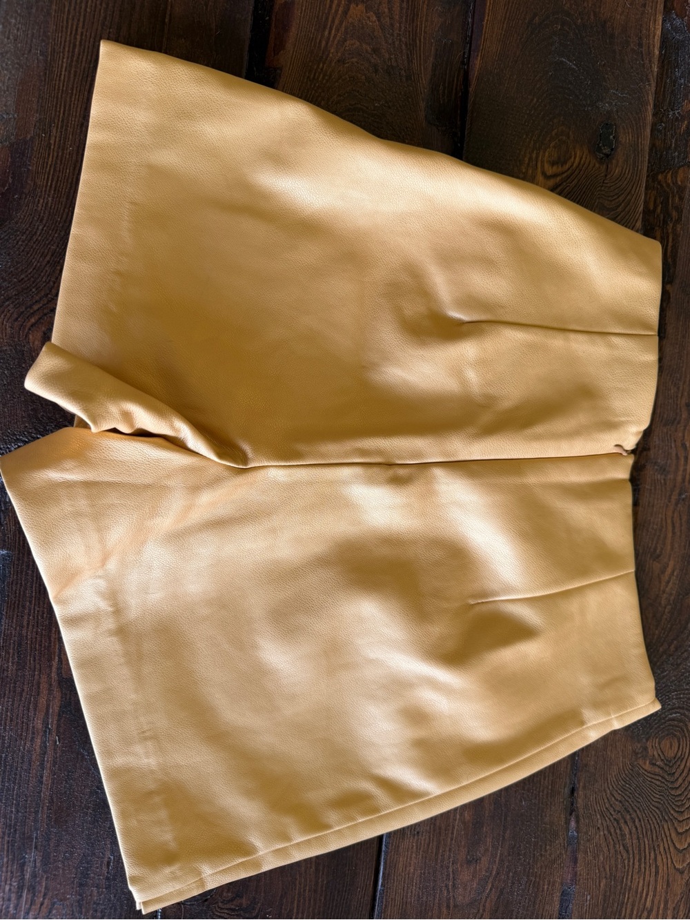 bebe Leather Mini Skirt in Dijon yellow
